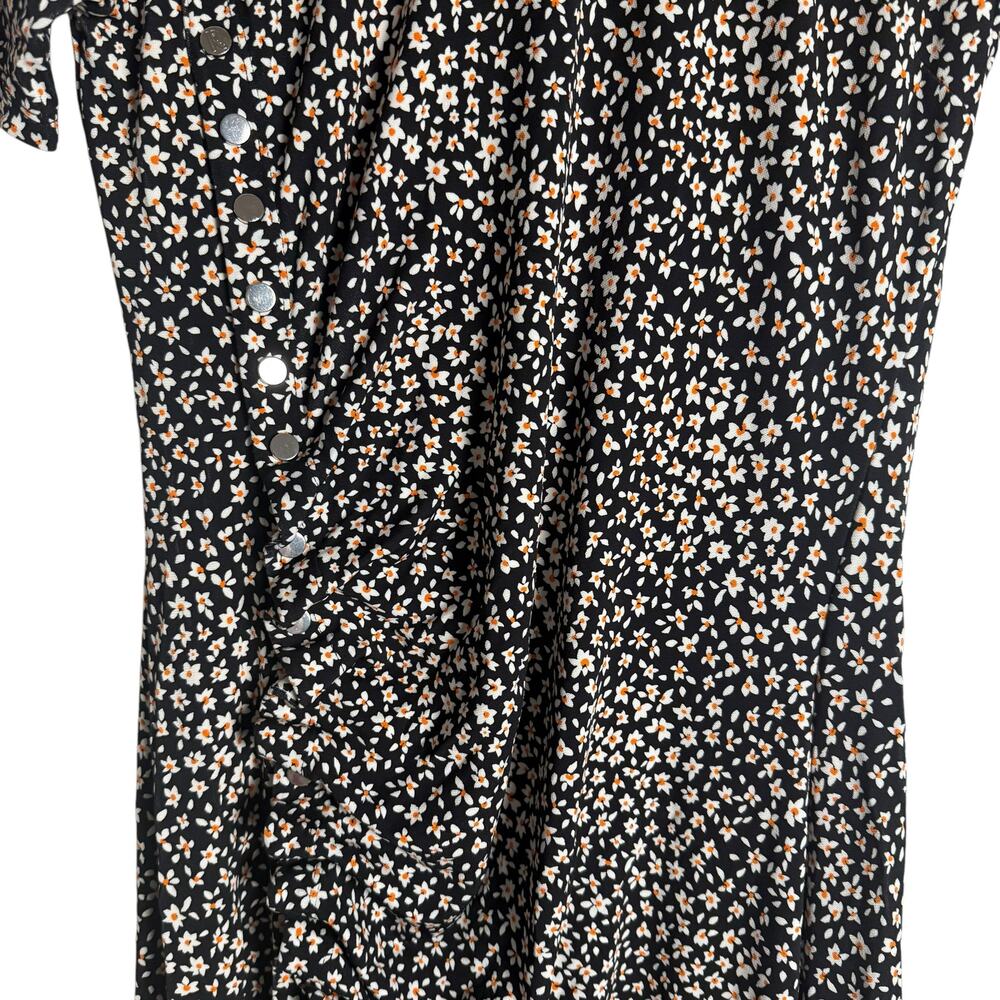 Paco Rabanne Black Floral Jersey Short Sleeve Crewneck Midi Dress Size XXL - Picture 12 of 16